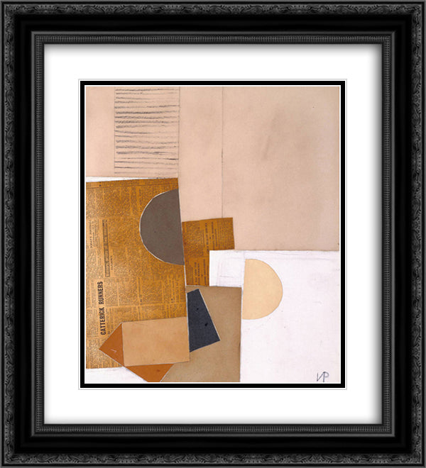 Abstract in White, Grey and Ochre 20x22 Black Ornate Wood Framed Art Print Poster with Double Matting by Pasmore, Victor