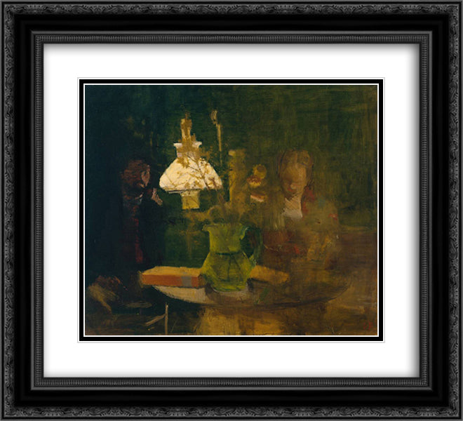 Lamplight 22x20 Black Ornate Wood Framed Art Print Poster with Double Matting by Pasmore, Victor