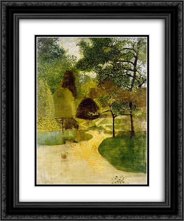 The Park 20x24 Black Ornate Wood Framed Art Print Poster with Double Matting by Pasmore, Victor