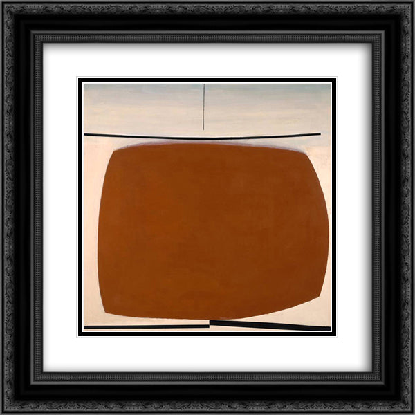 Yellow Abstract 20x20 Black Ornate Wood Framed Art Print Poster with Double Matting by Pasmore, Victor