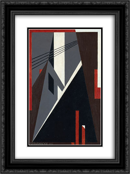 Opus 30 - 1922 (Factory) 18x24 Black Ornate Wood Framed Art Print Poster with Double Matting by Servranckx, Victor