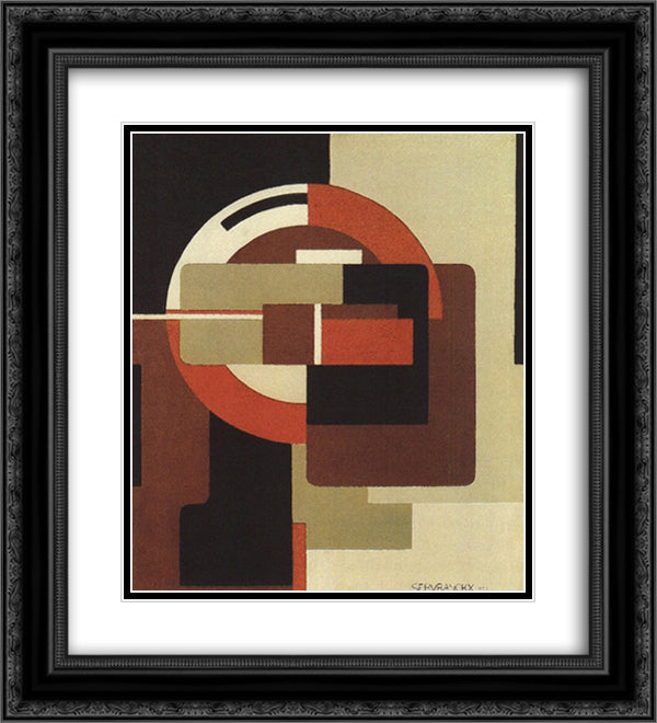 Red Rotation 20x22 Black Ornate Wood Framed Art Print Poster with Double Matting by Servranckx, Victor