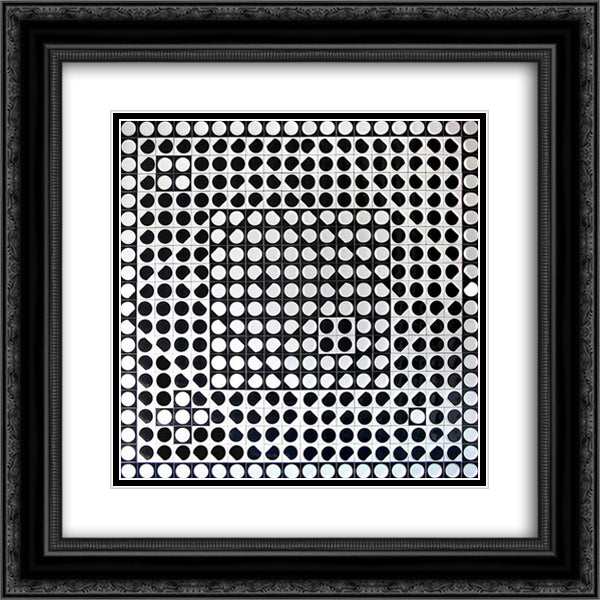 Caopeo 20x20 Black Ornate Wood Framed Art Print Poster with Double Matting by Vasarely, Victor
