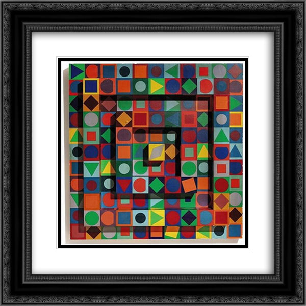 Folklore 20x20 Black Ornate Wood Framed Art Print Poster with Double Matting by Vasarely, Victor