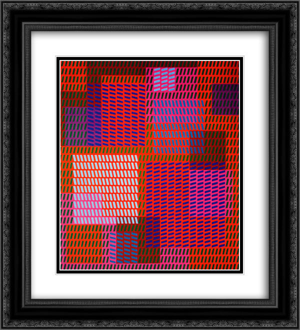 Keiho C1 20x22 Black Ornate Wood Framed Art Print Poster with Double Matting by Vasarely, Victor
