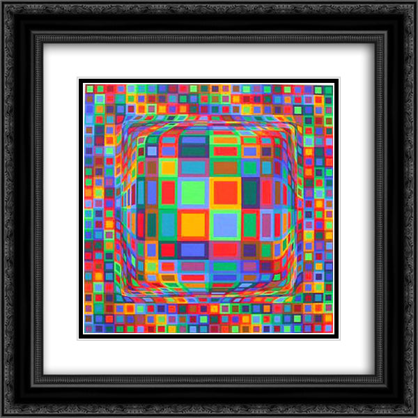OND - DVA 20x20 Black Ornate Wood Framed Art Print Poster with Double Matting by Vasarely, Victor