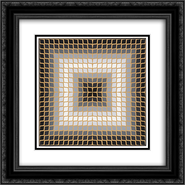 Quasar Dia 20x20 Black Ornate Wood Framed Art Print Poster with Double Matting by Vasarely, Victor