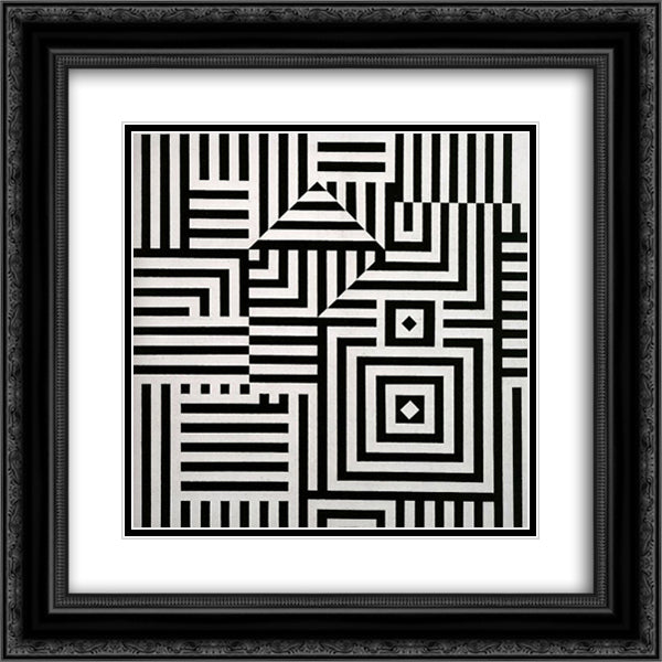 Riu - Kiu - C 20x20 Black Ornate Wood Framed Art Print Poster with Double Matting by Vasarely, Victor