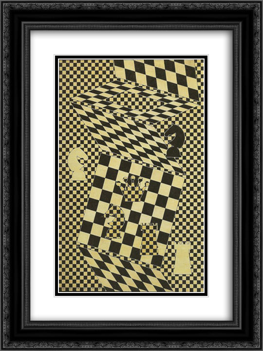 The Chess Board 18x24 Black Ornate Wood Framed Art Print Poster with Double Matting by Vasarely, Victor