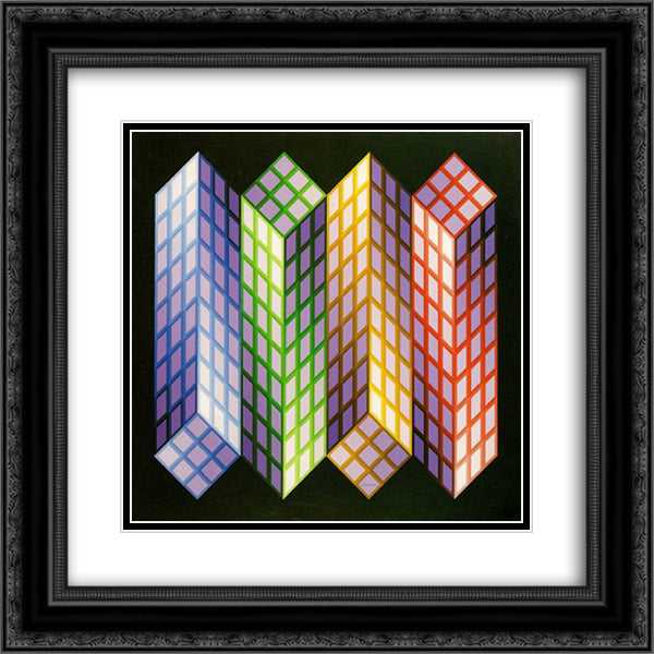 Torony - Nagy 20x20 Black Ornate Wood Framed Art Print Poster with Double Matting by Vasarely, Victor