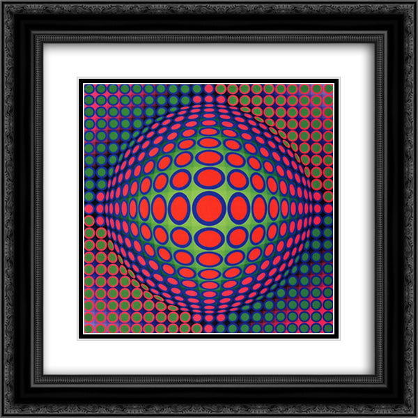 Vega 200 20x20 Black Ornate Wood Framed Art Print Poster with Double Matting by Vasarely, Victor