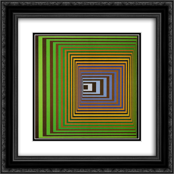 Vonal Stri 20x20 Black Ornate Wood Framed Art Print Poster with Double Matting by Vasarely, Victor