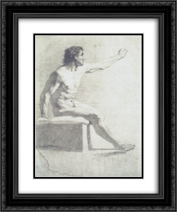 Modelo masculino 20x24 Black Ornate Wood Framed Art Print Poster with Double Matting by Portuense, Vieira
