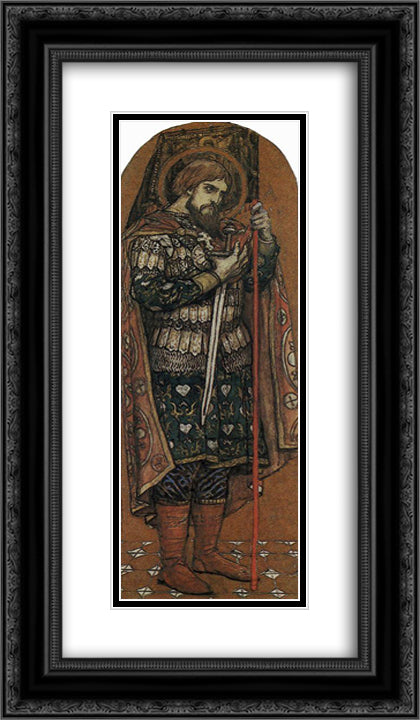 Alexander Nevsky 14x24 Black Ornate Wood Framed Art Print Poster with Double Matting by Vasnetsov, Viktor