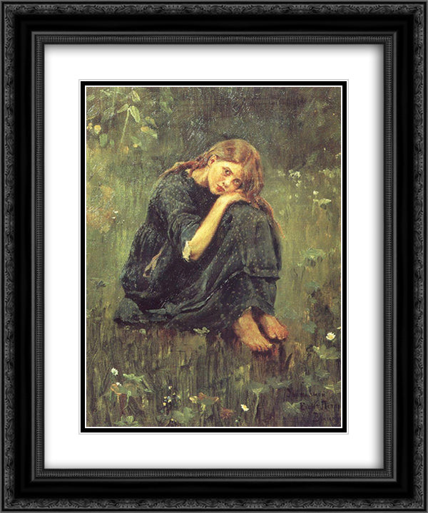 Alyonushka (study) 20x24 Black Ornate Wood Framed Art Print Poster with Double Matting by Vasnetsov, Viktor