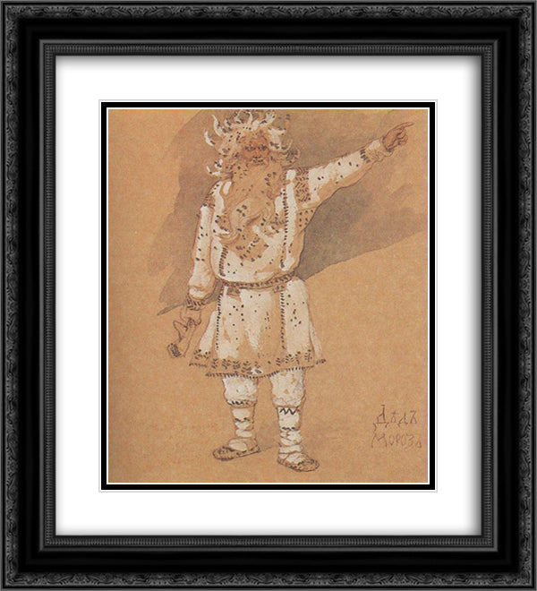 Ded Moroz 20x22 Black Ornate Wood Framed Art Print Poster with Double Matting by Vasnetsov, Viktor