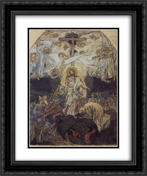 Descent into Hell 20x24 Black Ornate Wood Framed Art Print Poster with Double Matting by Vasnetsov, Viktor