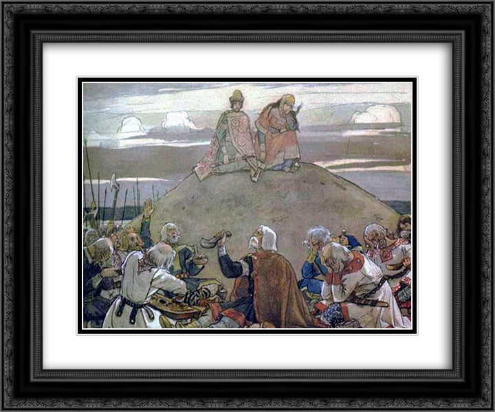 Funeral Feast for Oleg 24x20 Black Ornate Wood Framed Art Print Poster with Double Matting by Vasnetsov, Viktor