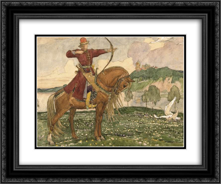Ivan Tsarevich and the Swan 24x20 Black Ornate Wood Framed Art Print Poster with Double Matting by Vasnetsov, Viktor