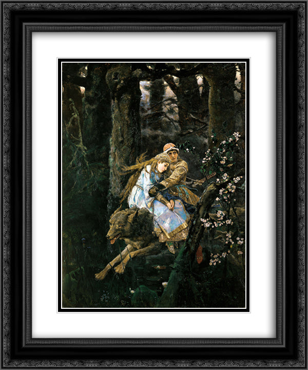 Ivan Tsarevich Riding the Grey Wolf 20x24 Black Ornate Wood Framed Art Print Poster with Double Matting by Vasnetsov, Viktor