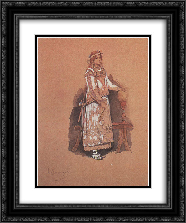 Maiden 20x24 Black Ornate Wood Framed Art Print Poster with Double Matting by Vasnetsov, Viktor
