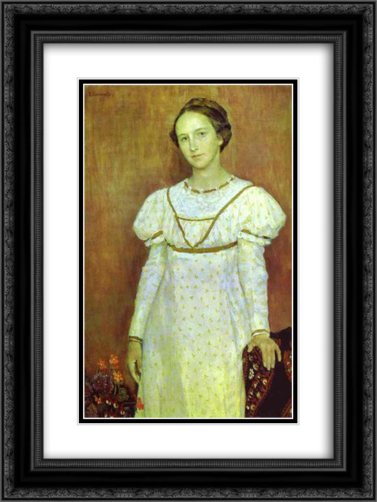 Portrait of Olga Poletayeva 18x24 Black Ornate Wood Framed Art Print Poster with Double Matting by Vasnetsov, Viktor