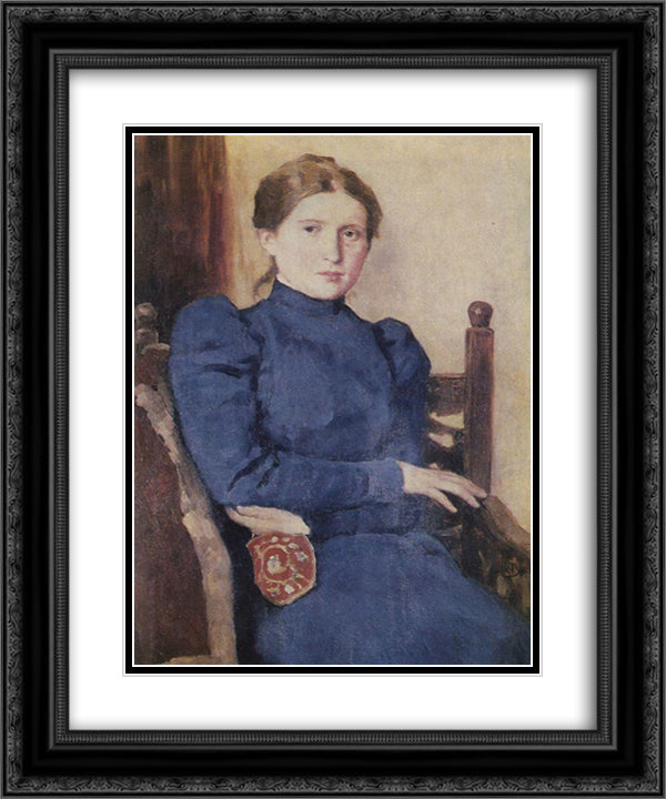 Portrait of T. V. Vasnetsova 20x24 Black Ornate Wood Framed Art Print Poster with Double Matting by Vasnetsov, Viktor