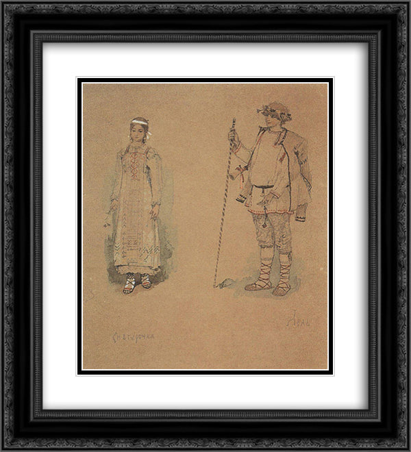 Snegurochka and Lel 20x22 Black Ornate Wood Framed Art Print Poster with Double Matting by Vasnetsov, Viktor