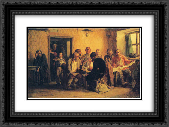 Tea drinking in a Tavern 24x18 Black Ornate Wood Framed Art Print Poster with Double Matting by Vasnetsov, Viktor