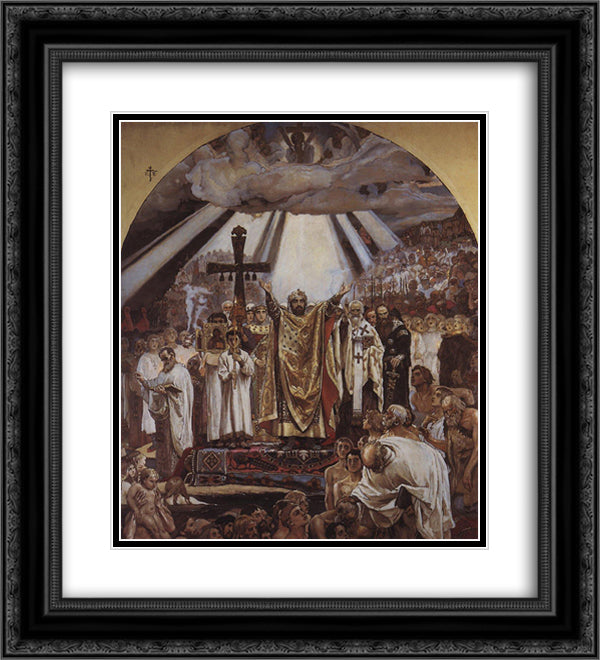 The Baptism of Russia 20x22 Black Ornate Wood Framed Art Print Poster with Double Matting by Vasnetsov, Viktor