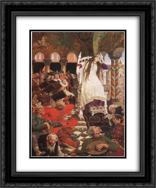 The Unsmiling Tsarevna 20x24 Black Ornate Wood Framed Art Print Poster with Double Matting by Vasnetsov, Viktor