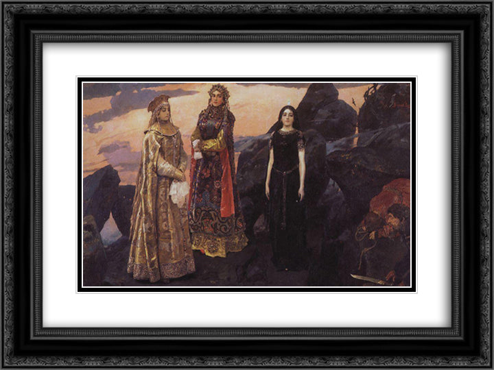 Three princess of the Underworld 24x18 Black Ornate Wood Framed Art Print Poster with Double Matting by Vasnetsov, Viktor