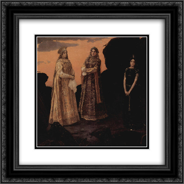 Three Tsarevnas of the Underground Kingdom 20x20 Black Ornate Wood Framed Art Print Poster with Double Matting by Vasnetsov, Viktor