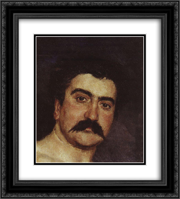Wrestler`s head. Portrait of wrestler N.D. Kuznetsov 20x22 Black Ornate Wood Framed Art Print Poster with Double Matting by Vasnetsov, Viktor