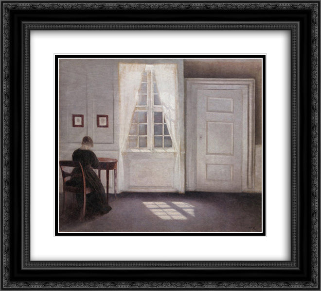 Interior from Strandgade with Sunlight on the Floor 22x20 Black Ornate Wood Framed Art Print Poster with Double Matting by Hammershoi, Vilhelm