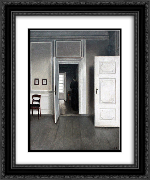 Interior Strandgade 30 20x24 Black Ornate Wood Framed Art Print Poster with Double Matting by Hammershoi, Vilhelm