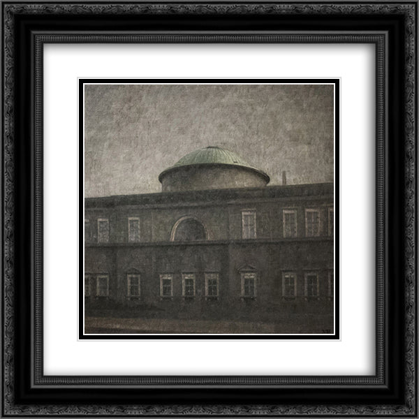 The Royal Palace Church in Copenhagen 20x20 Black Ornate Wood Framed Art Print Poster with Double Matting by Hammershoi, Vilhelm