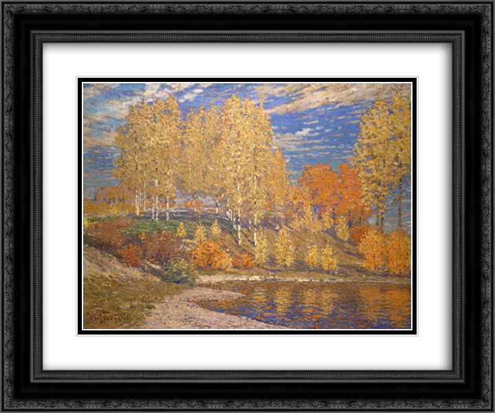 Autumn Sun 24x20 Black Ornate Wood Framed Art Print Poster with Double Matting by Purvitis, Vilhelms