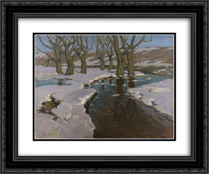 Early Spring 24x20 Black Ornate Wood Framed Art Print Poster with Double Matting by Purvitis, Vilhelms