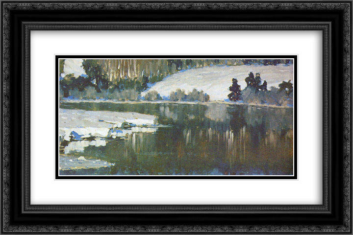 unknown title 24x16 Black Ornate Wood Framed Art Print Poster with Double Matting by Purvitis, Vilhelms