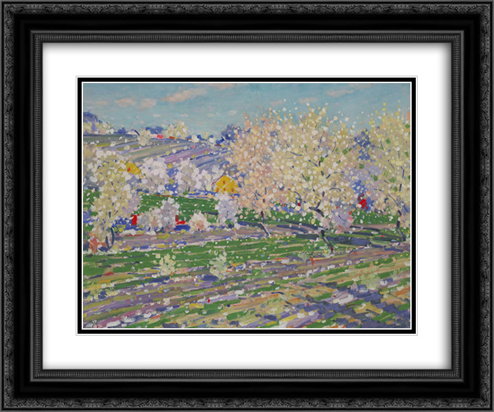 Ziedonis 24x20 Black Ornate Wood Framed Art Print Poster with Double Matting by Purvitis, Vilhelms