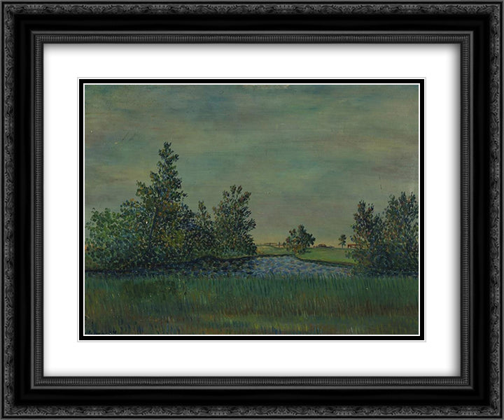 Landscape from Liminka 24x20 Black Ornate Wood Framed Art Print Poster with Double Matting by Lampi, Vilho
