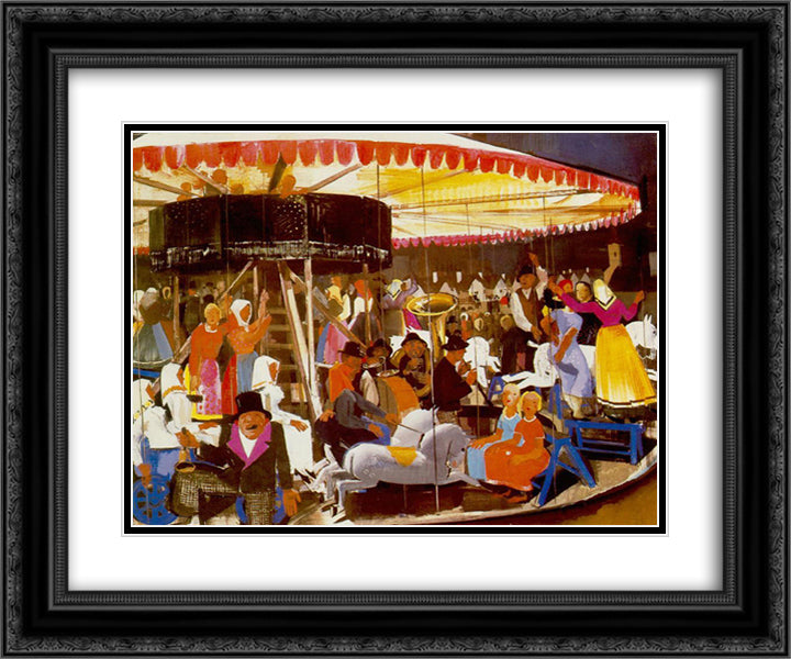 Carousel 24x20 Black Ornate Wood Framed Art Print Poster with Double Matting by Aba Novak, Vilmos
