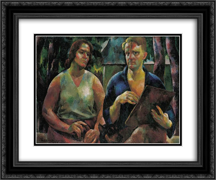 Double Portrait (The Artist and His Wife) 24x20 Black Ornate Wood Framed Art Print Poster with Double Matting by Aba Novak, Vilmos