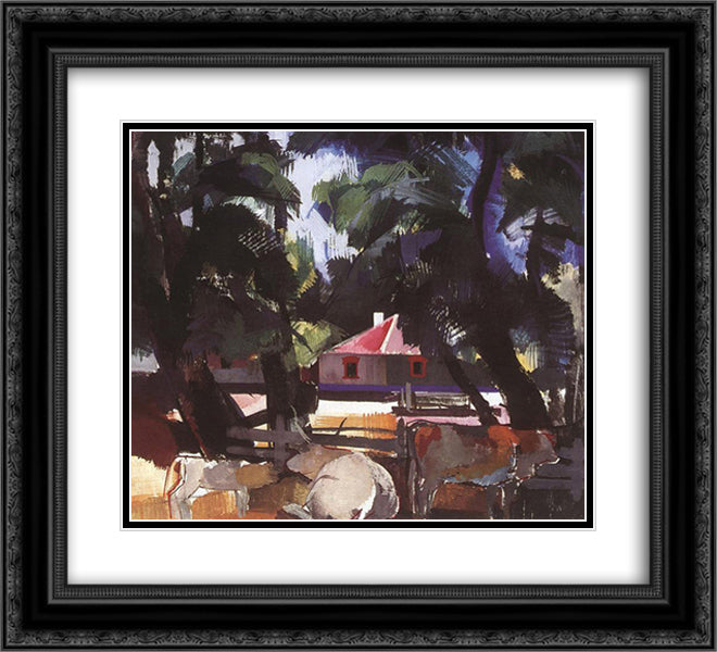 Farmyard 22x20 Black Ornate Wood Framed Art Print Poster with Double Matting by Aba Novak, Vilmos