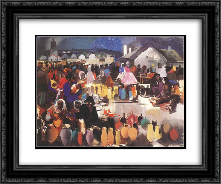 Market of Ceramics 24x20 Black Ornate Wood Framed Art Print Poster with Double Matting by Aba Novak, Vilmos