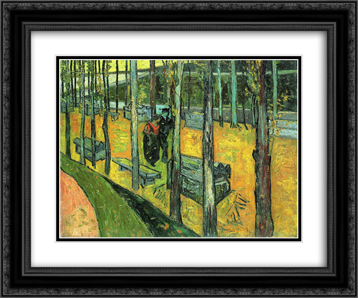 Alychamps, Autumn 24x20 Black Ornate Wood Framed Art Print Poster with Double Matting by Van Gogh, Vincent