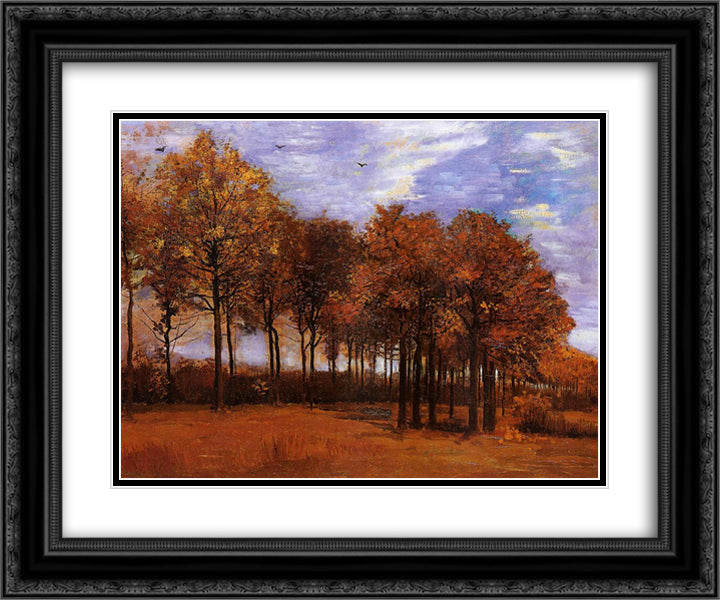 Autumn Landscape 24x20 Black Ornate Wood Framed Art Print Poster with Double Matting by Van Gogh, Vincent