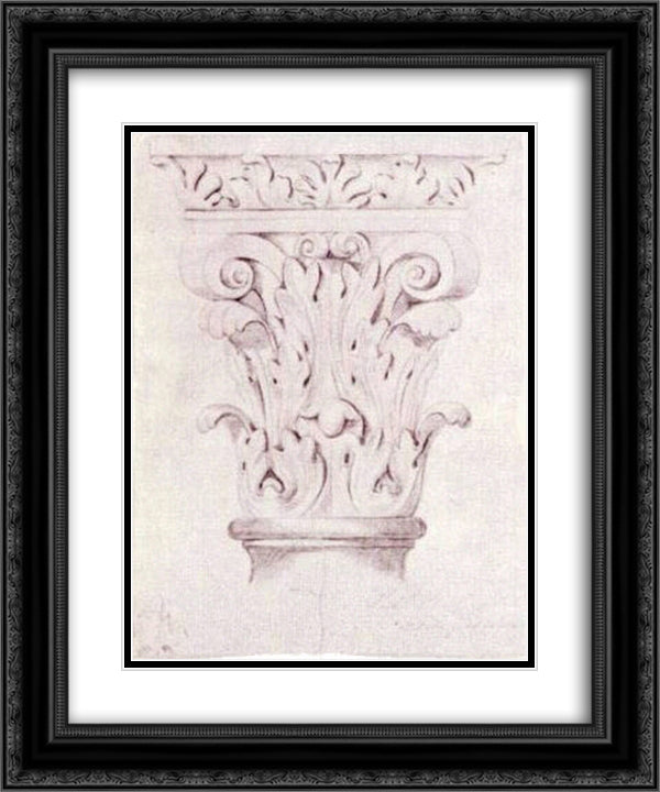 Corinthian Capital 20x24 Black Ornate Wood Framed Art Print Poster with Double Matting by Van Gogh, Vincent