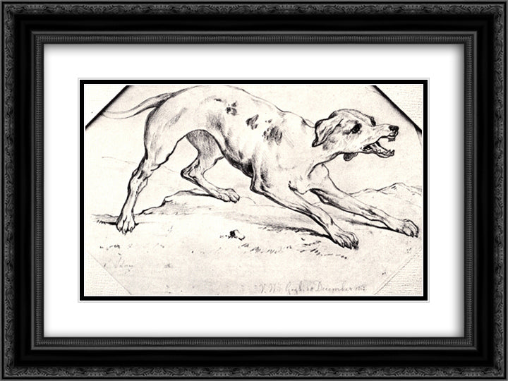 Dog 24x18 Black Ornate Wood Framed Art Print Poster with Double Matting by Van Gogh, Vincent